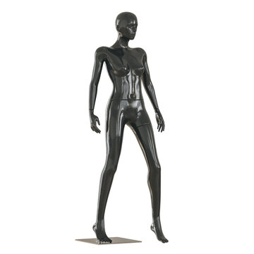 Black glossy female mannequin on white background. 3d rendering
