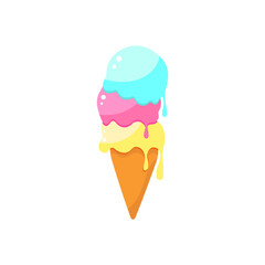 Ice cream. Food, snack, dessert. Delicious and juicy. Vector illustration.