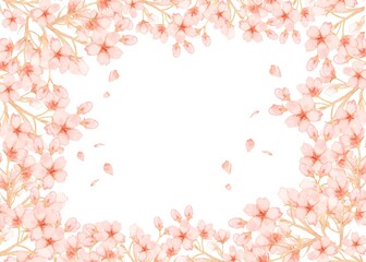 水彩さくら背景　Cherry-blossoms