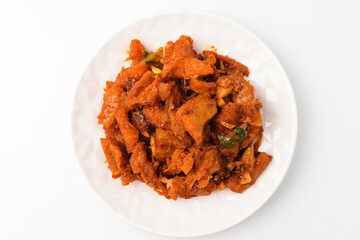 Ecological stir-fry on white background