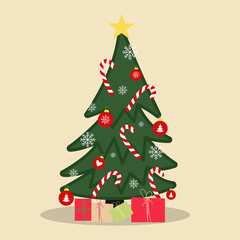 Christmas concept, Christmas background with decorations of Christmas Tree and gifts