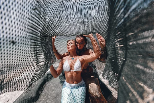 Mermaid in fishing nets stock photo. Image of caucasian - 116850930