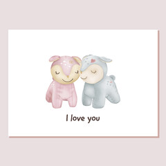 Valentines Card Plush Toys Deers
