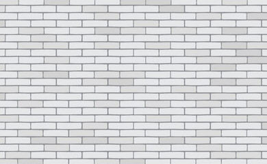 White brick wallpaper background. Texture grey bricks wall rustic. Vector illustration.