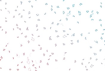 Light Blue, Red vector pattern with music elements.