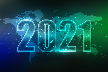 2d illustration 2021 New Year colour background
