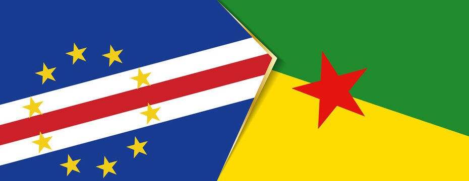 Cape Verde and French Guiana flags, two vector flags.