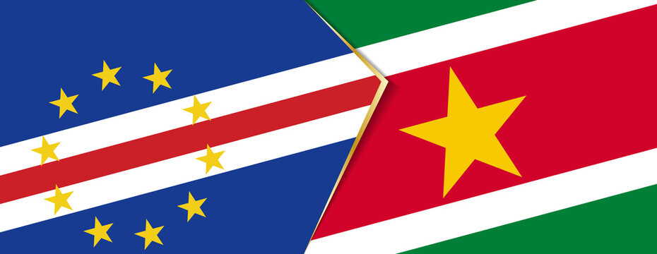 Cape Verde and Suriname flags, two vector flags.