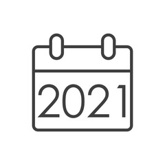 Logotipo con hoja de calendario con año 2021 con lineas en color gris
