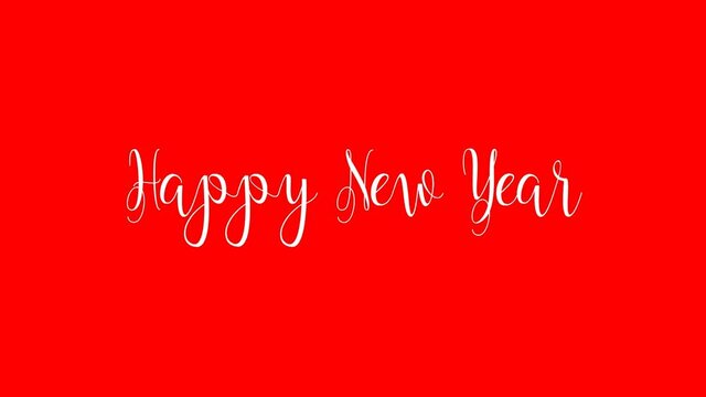 Happy New Year Cursive Typography Blink Text Effect on Red Background 