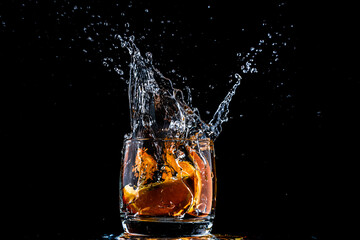 Glass and water splash