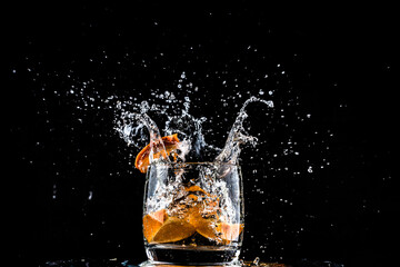 Glass and water splash
