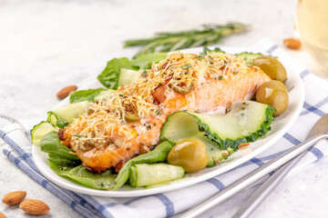 Fillet of red fish baked with cheese.