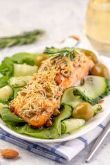 Fillet of red fish baked with cheese.