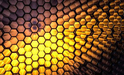 Glas Waben mit gelben Licht