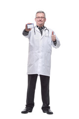 Friendly medical doctor with blank mediical ID's card