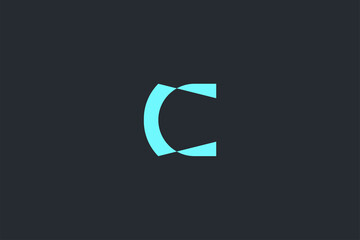 Minimal Modern Abstract Letter C Dark Background Logo Template