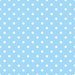 Tile vector pattern with cute white polka dots on blue background © ingalinder