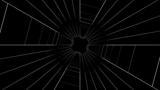 Abstract Shiny lines background with concept cobweb roller corridor., Looping 4K video