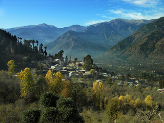 Kulu Valley, India. View of the autumn valley.