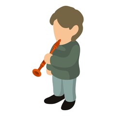 Clarinet player icon. Isometric illustration of clarinet player vector icon for web