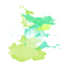 close up of water color strokes painting on white background. Paintbrush