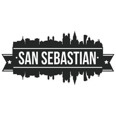 Fototapeta premium San Sebastian Spain Skyline Silhouette Design City Vector Art Famous Buildings Stamp Stencil.