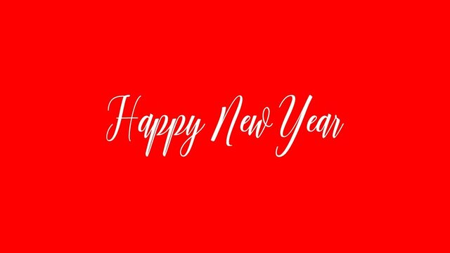 Happy New Year Cursive Typography Blink Text Effect on Red Background 