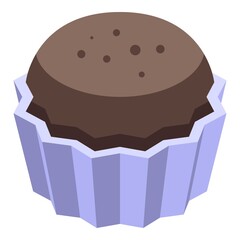 Chocolate paste cupcake icon. Isometric of chocolate paste cupcake vector icon for web design isolated on white background