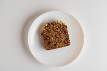 Breakfast pastry. Breads. Classic American bread. Bread made with bananas, walnuts sugar and butter. Baked to a golden brown and served with fresh banana slices and butter. 