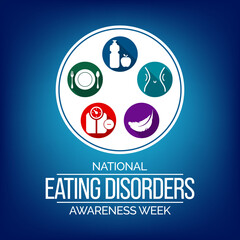 Obraz premium Vector illustration on the theme of National Eating disorders and screening week observed each year during last week of February.