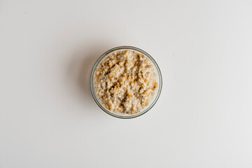 Oatmeal. Old fashioned oats served with cinnamon, sugar, butter, fresh mixed berries walnuts and dried fruit. Classic healthy breakfast favorite.