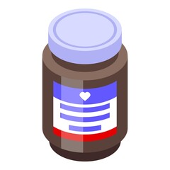 Healthy heart vitamins icon. Isometric of healthy heart vitamins vector icon for web design isolated on white background