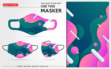 Modern Protective Mask Design Template With Abstract and Colorful Pattern. Fully Editable (Color Change, Added Logo or Text, Size and Location Adjustments). Vector Graphic Illustration.