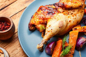 Roasted partridge with pumpkin