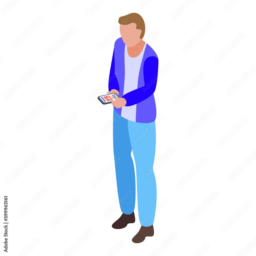 Poster man use free wifi zone icon. isometric of man use free wifi zone vector icon for web design isolated