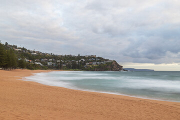 Cloudy morning view of Whale Beach, Sydney, Australia.
