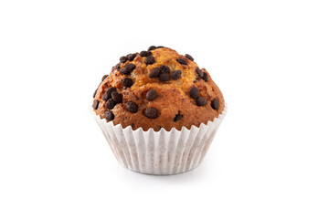 ust baked chocolate muffins isolated on white background