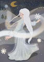 Winter fairy make snowflakes 