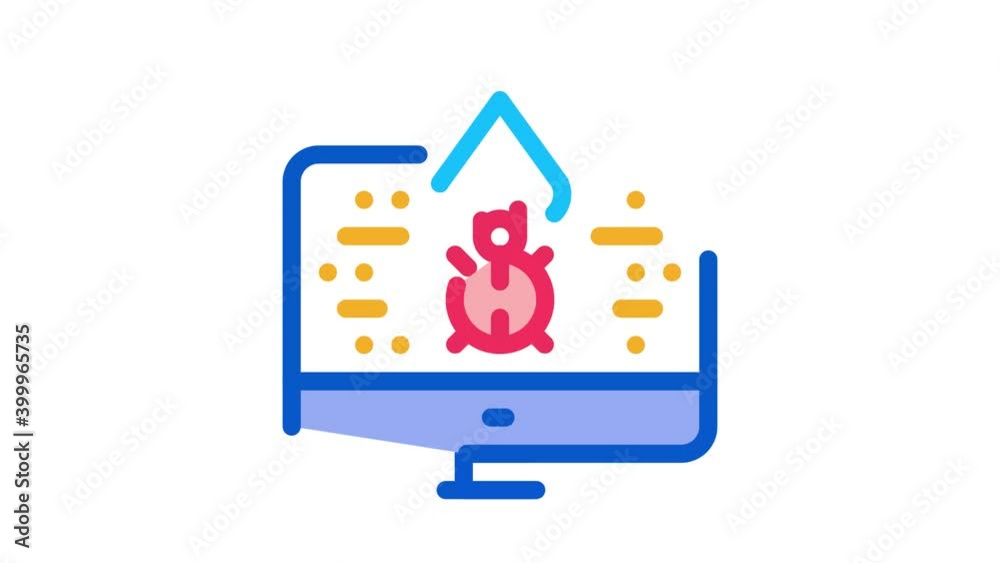 Poster repair program bug icon animation. color repair program bug animated icon on white background