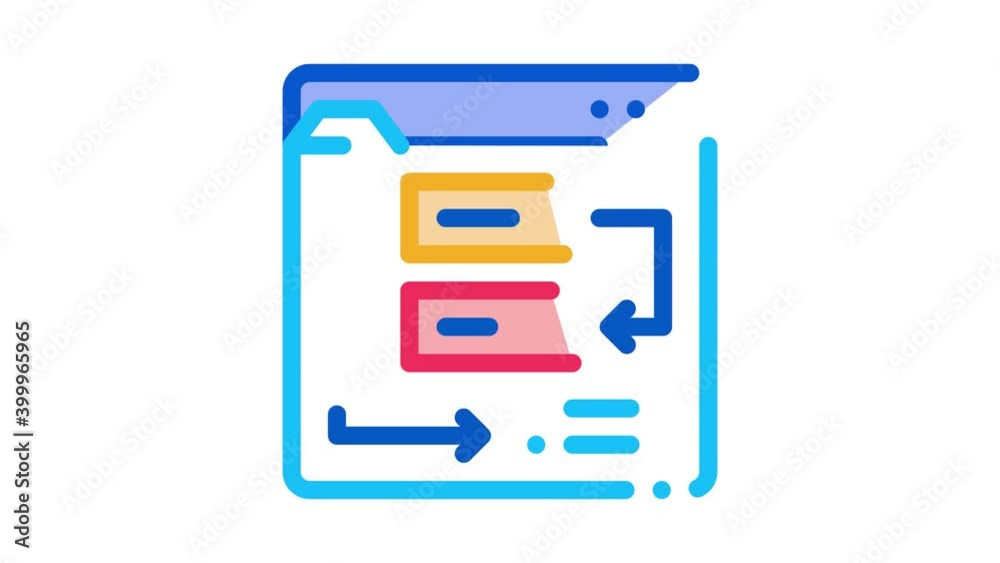 Poster website working process steps icon animation. color website working process steps animated icon on w
