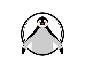 Cute penguin inside the circle logo
