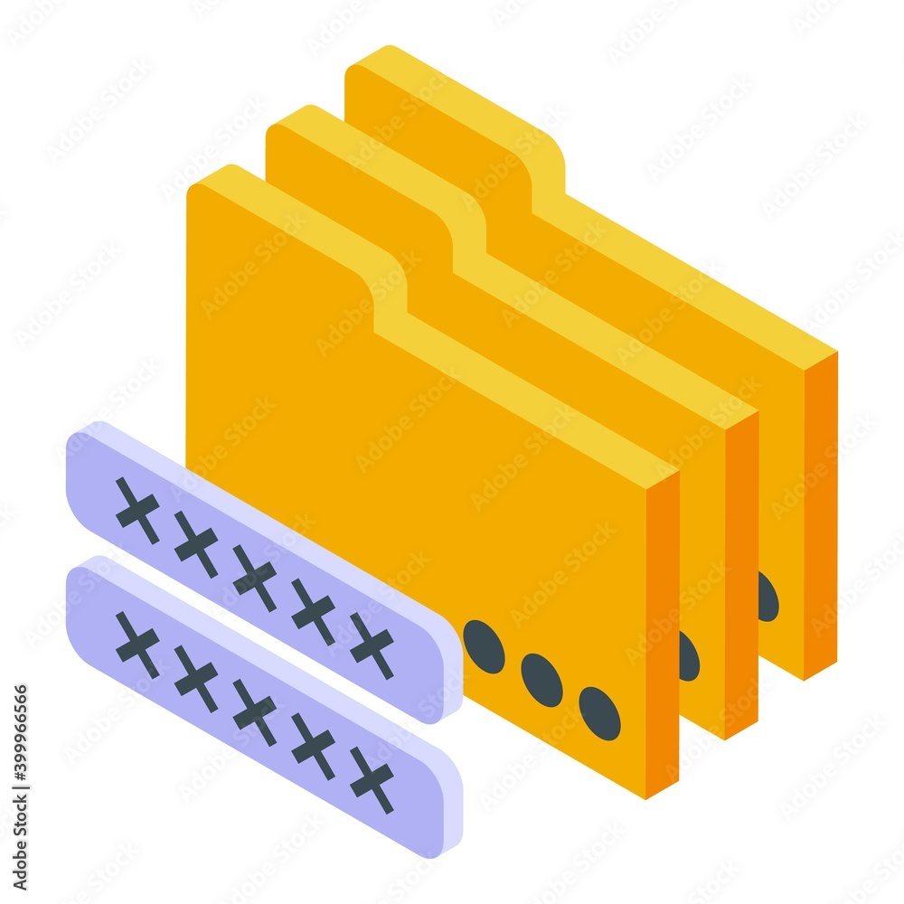 Poster folders password icon. isometric of folders password vector icon for web design isolated on white ba