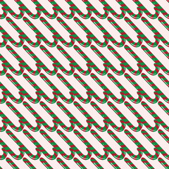 Holiday Candy Canes Vector Seamless Background Pattern