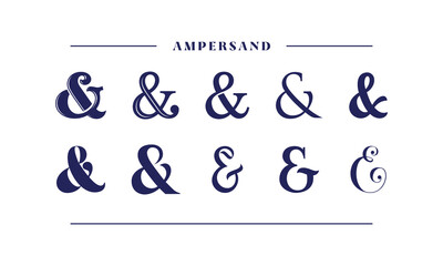 Elegant stylish ampersand, decoration for custom invitation. Sans serif decorative collection. Vector illustration graphic designs. - obrazy, fototapety, plakaty