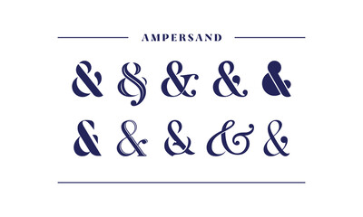 Elegant stylish ampersand, decoration for custom invitation. Sans serif decorative collection. Vector illustration graphic designs.