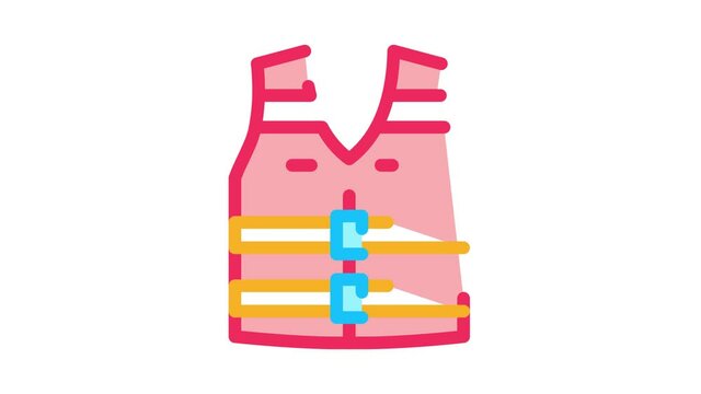 life vest Icon Animation. color life vest animated icon on white background