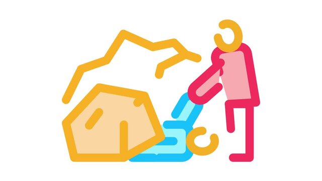saving human from rubble Icon Animation. color saving human from rubble animated icon on white background