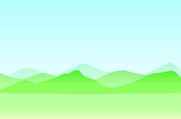 Fototapeta na wymiar シンプルな山、広野の背景イラスト