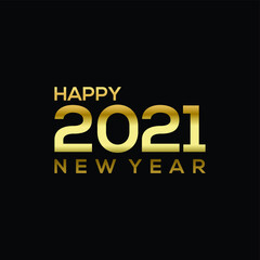 Naklejka na ściany i meble Happy New Year 2021 design - Happy New Year 2021 logo vector illustration vector background. year 2021 isolated on a black background.